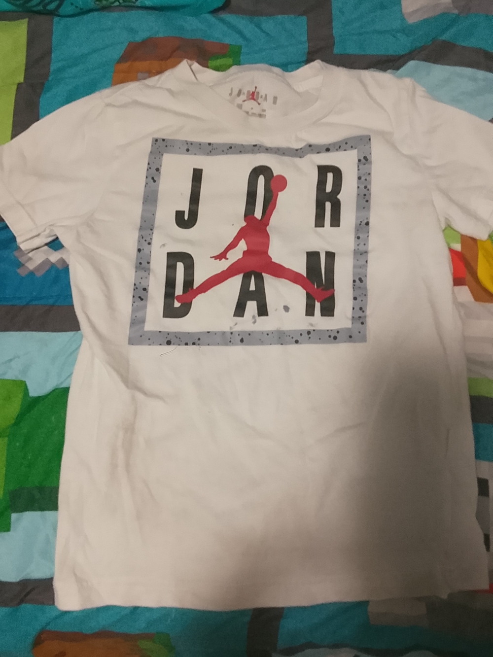 Jordan White Tee with Red Jumpman and Black Lettering